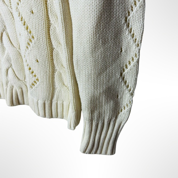 Talbots Cable Knit Sweater Ivory Small NWT Coastal Fisherman Preppy Cottage - Picture 4 of 11